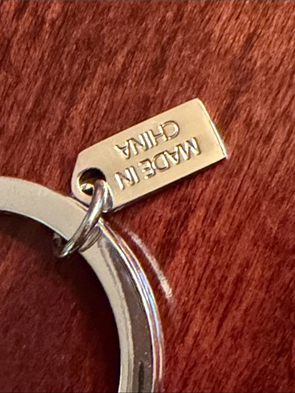 Coach Silver-Tone Key Ring with Pink Rhinestones